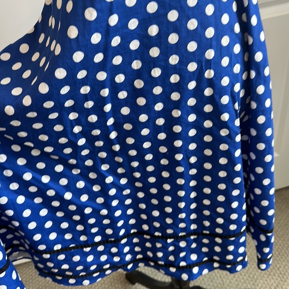 Retro Pinup Rockabilly Blue with White Polka-dot Swing Dress - Picture 4 of 6